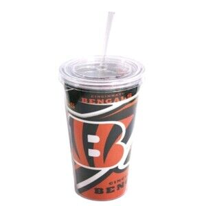 Set of‎ 5 - Cincinnati Bengals Football NFL Double Wall Hype Tumbler Lid Straw
